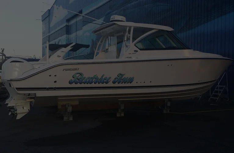 Beatrice Ann lettering engraved on the boat
