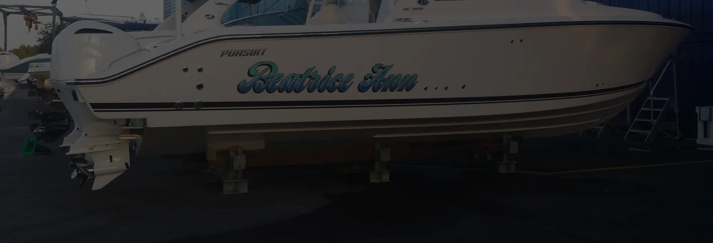 Beatrice Ann lettering engraved on the boat