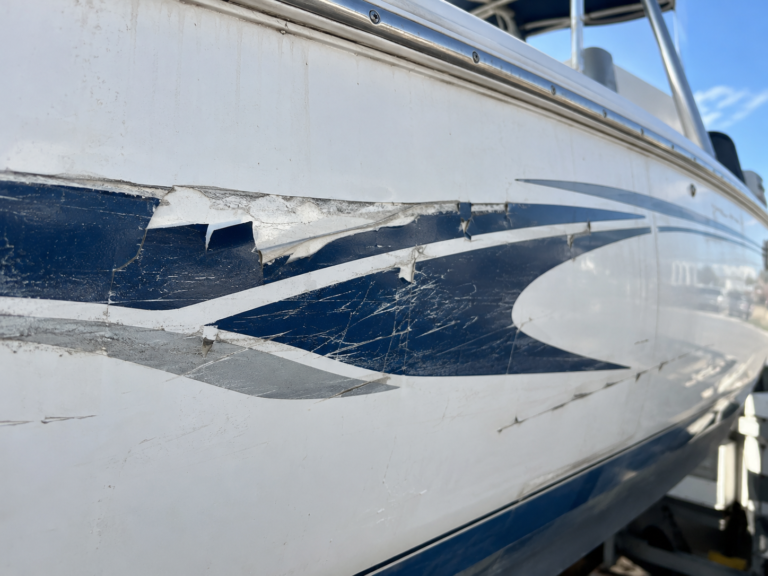 damaged boat decal